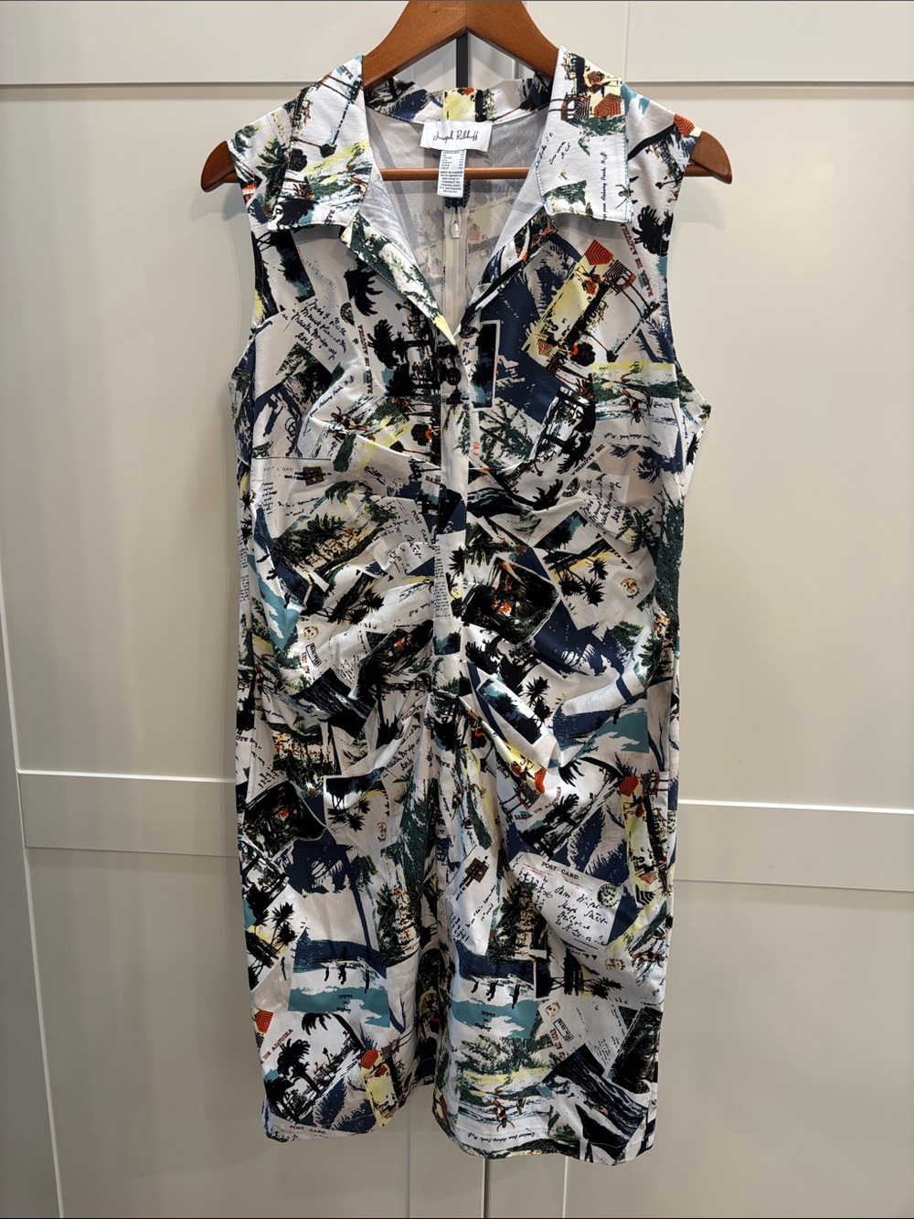 Joseph Ribkoff White Multi-Print Sleeveless Dress